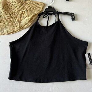 NWT BP halter Crop Top Tie Back Black 1X Boho